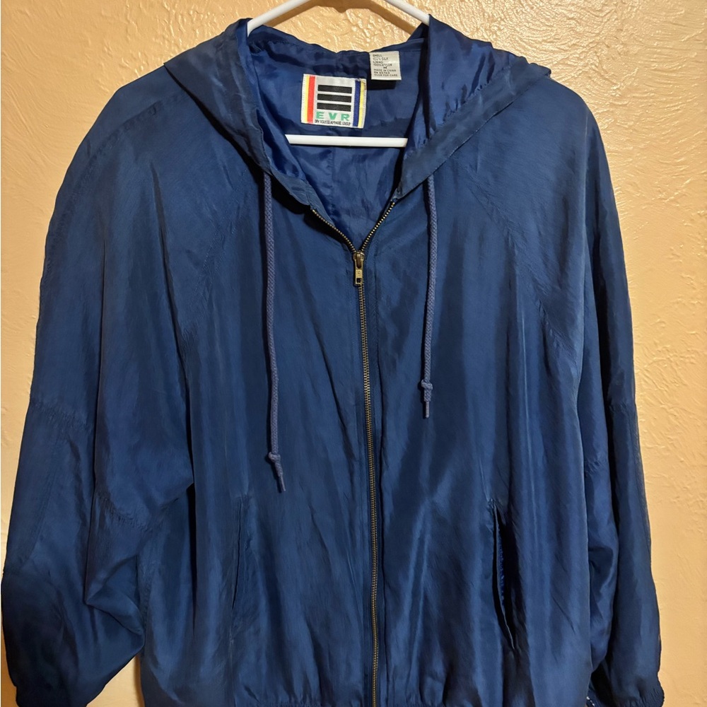 Vtg Evr navy blue windbreaker jacket